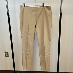 Lands' End Tan Chinos Mid Rise Flat-Front Slim Leg Side Zipper Size 10